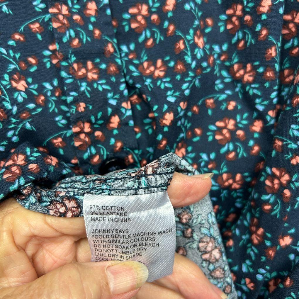 Johnny Bigg Navy Floral Cotton Shirt - Size 7XL