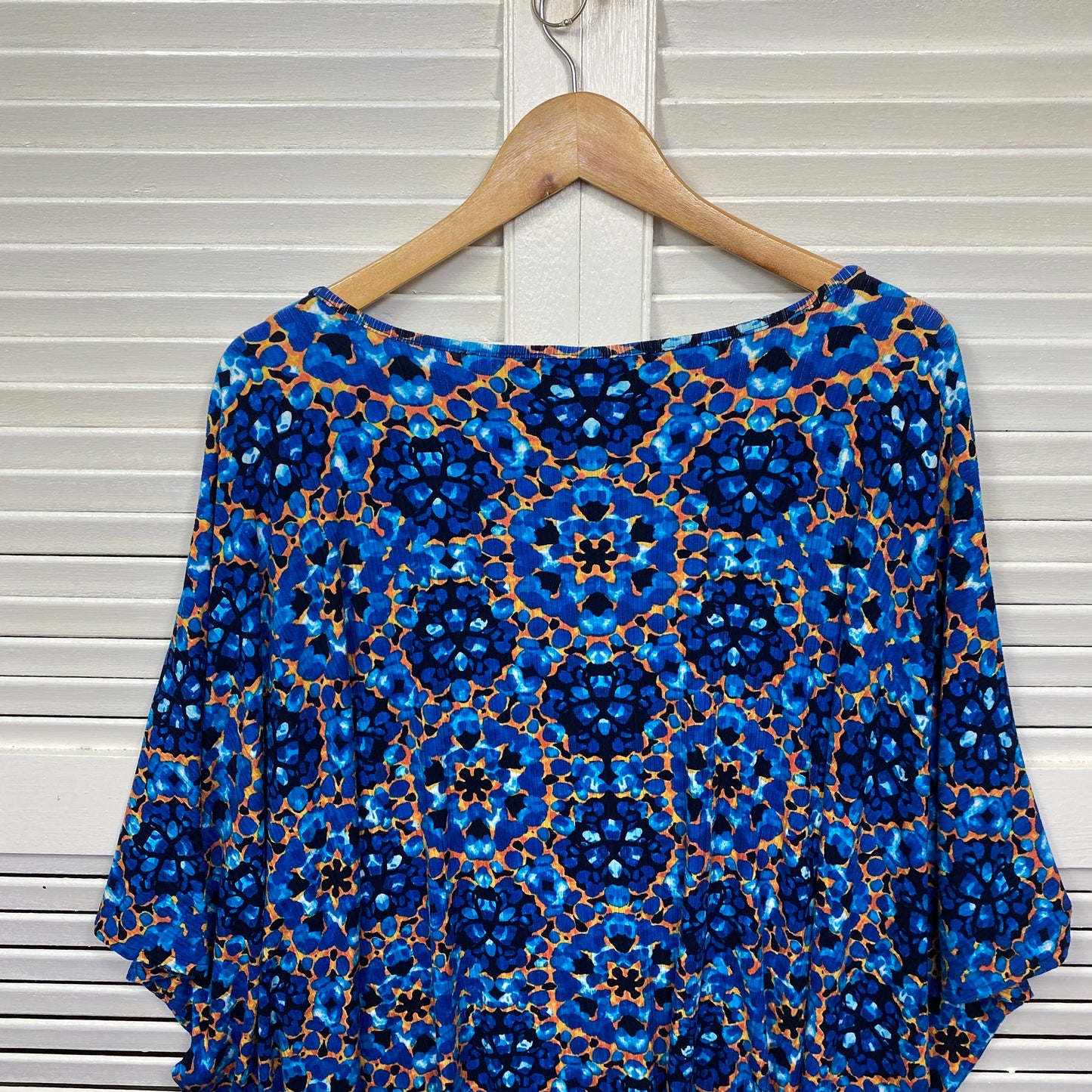 Autograph Tunic Top Size 14 Large Blue Short Sleeve