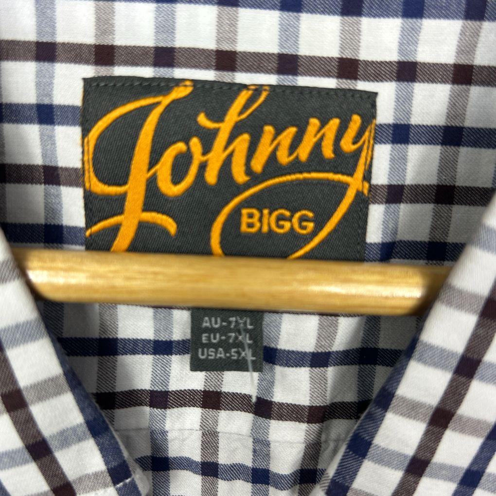 Johnny Bigg Grey Check Cotton Shirt - Size 7XL