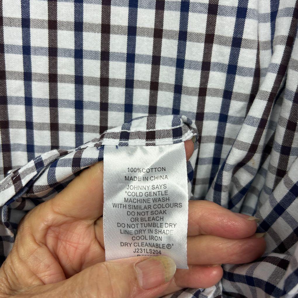 Johnny Bigg Grey Check Cotton Shirt - Size 7XL
