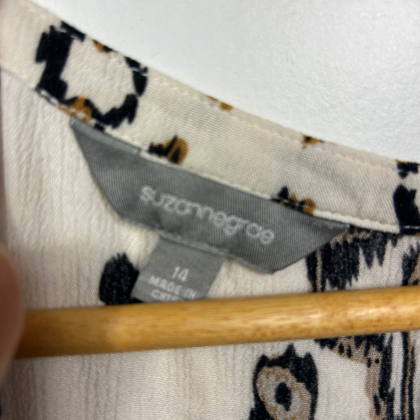 Suzanne Grae Cream Ikat Print Tunic Dress - Size 14