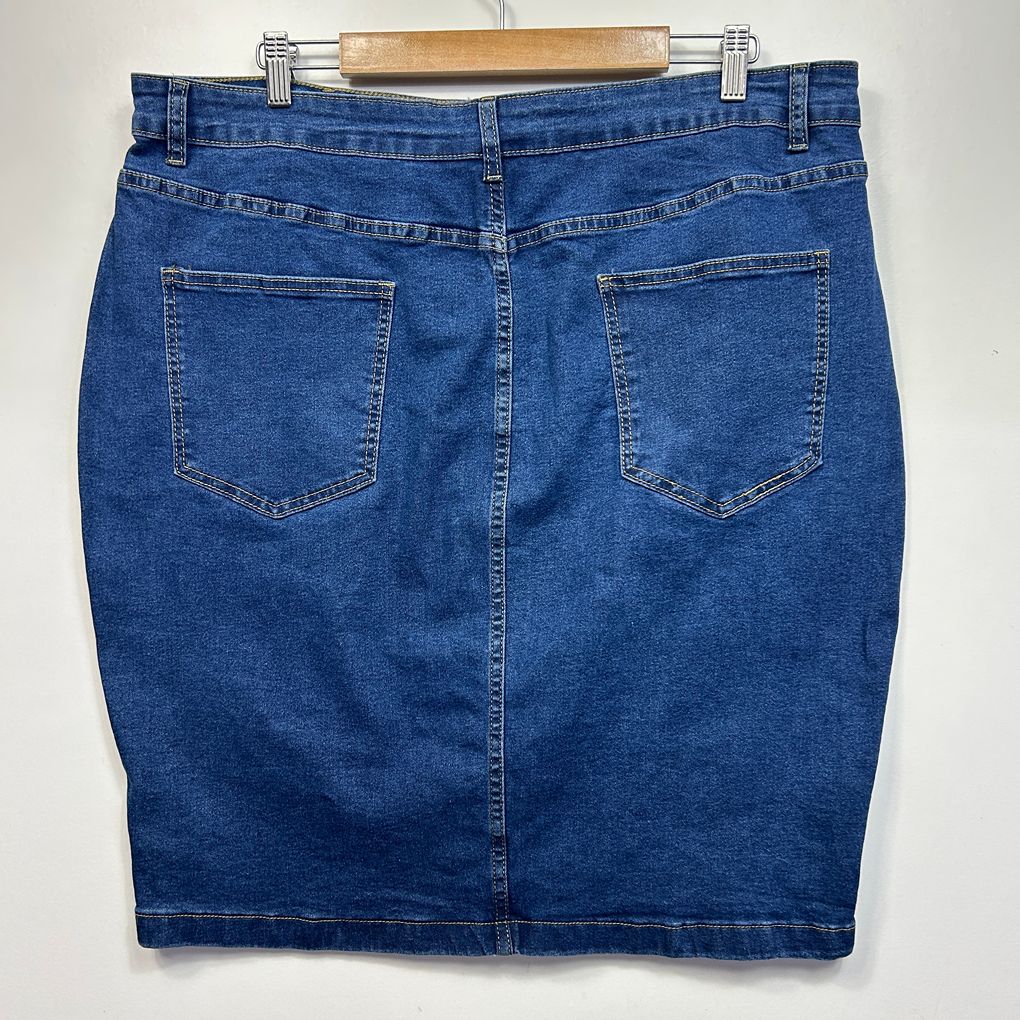 Blue Cotton Denim Skirt - Size 2XL/16/18
