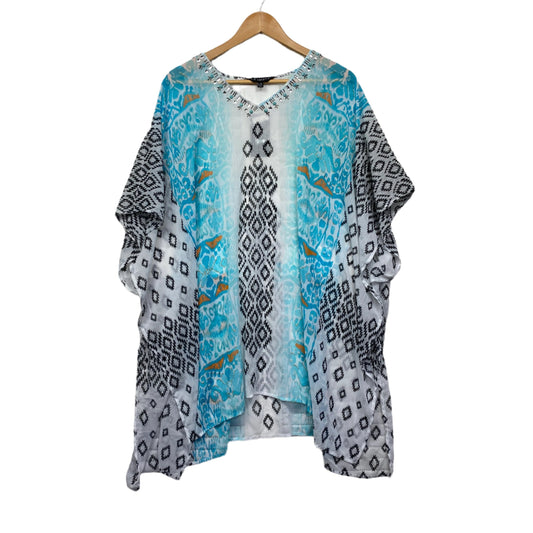 Liz Jordan Kaftan Top Size Large XL Sheer Short Sleeve Swim New