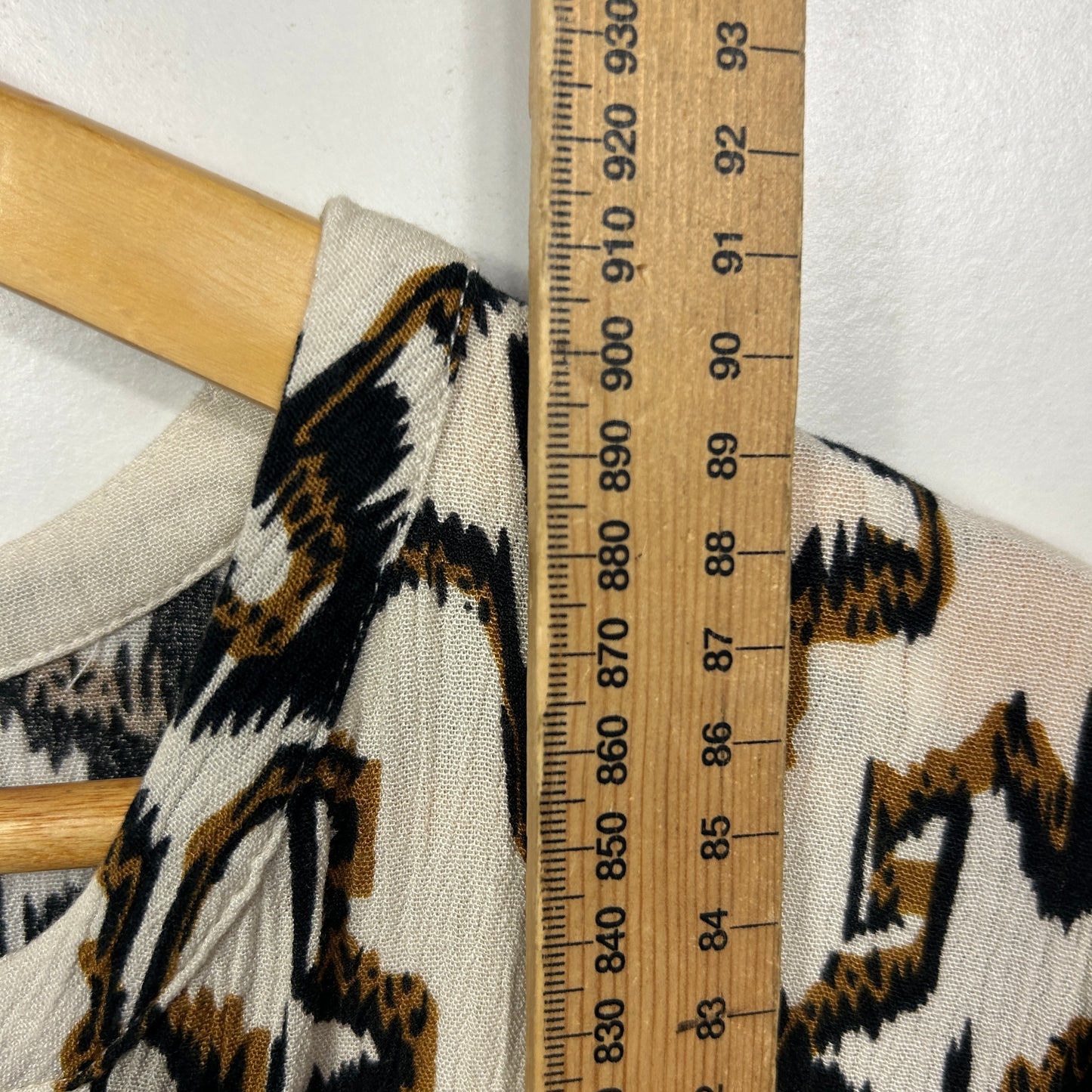 Suzanne Grae Cream Ikat Print Tunic Dress - Size 14