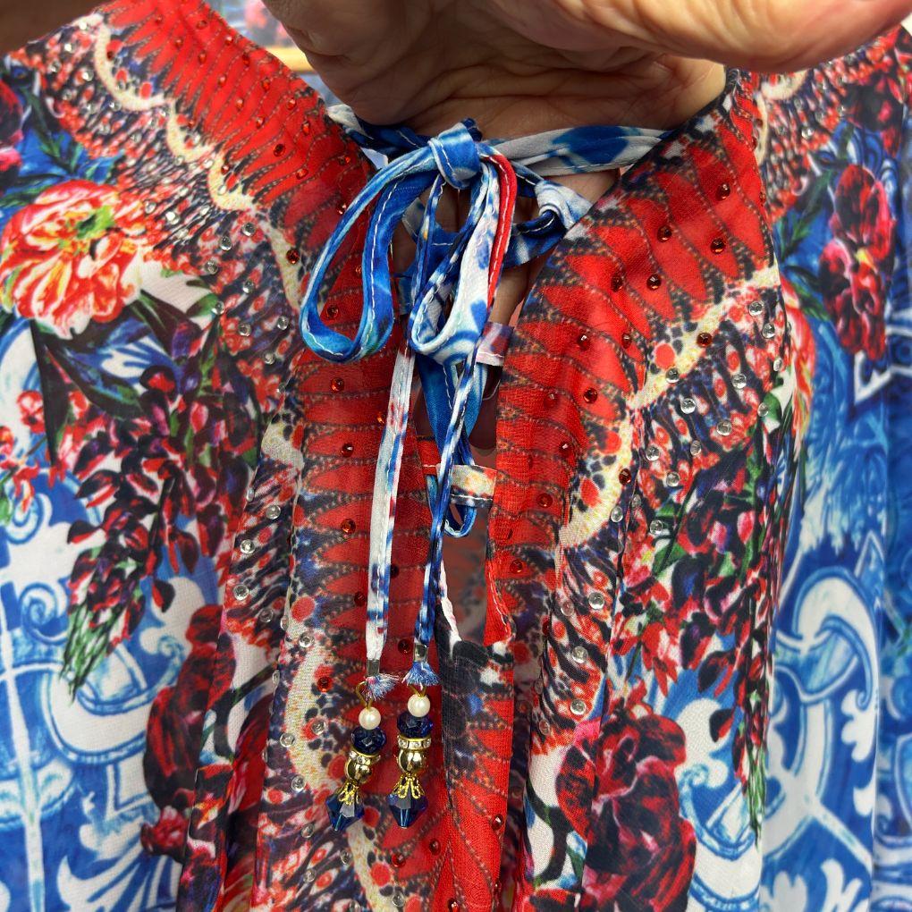 Beme Red Paisley Kaftan - Size L/XL