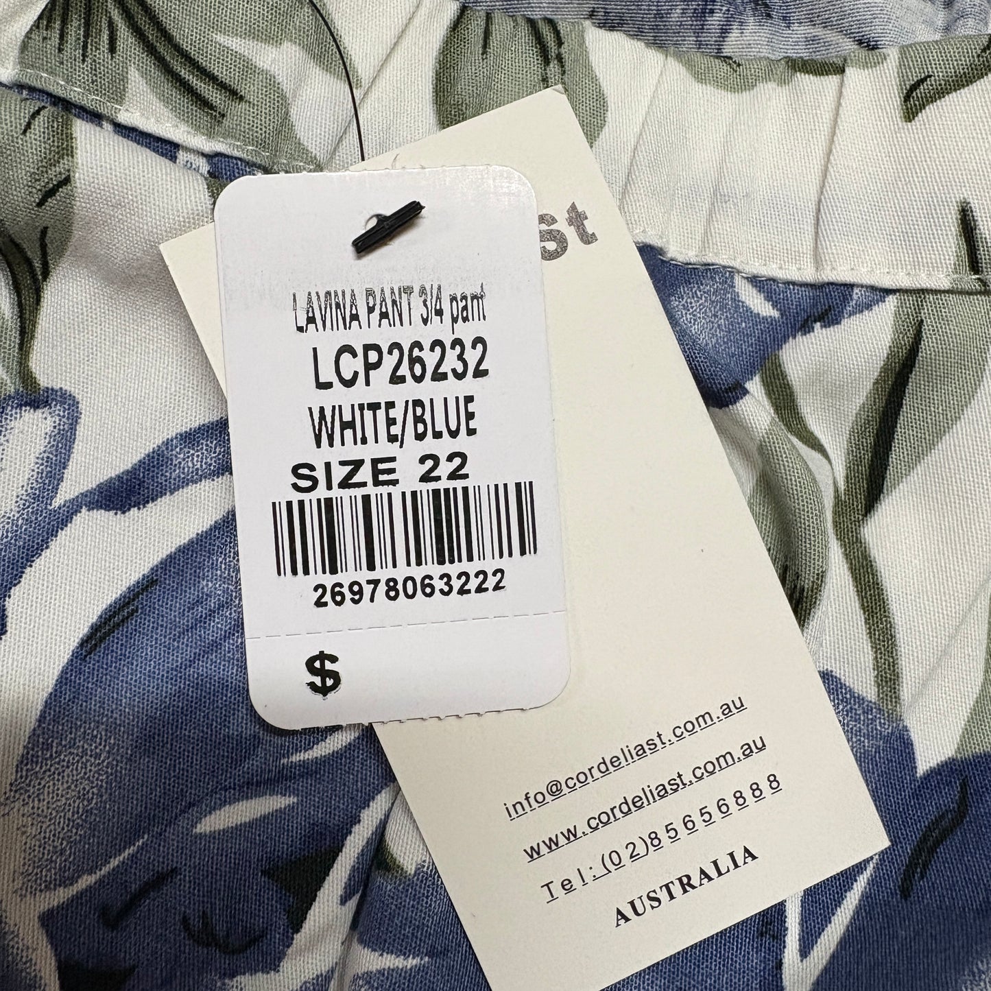 New Cordelia St 3/4 Pant Size 22 Multicoloured Cropped Floral