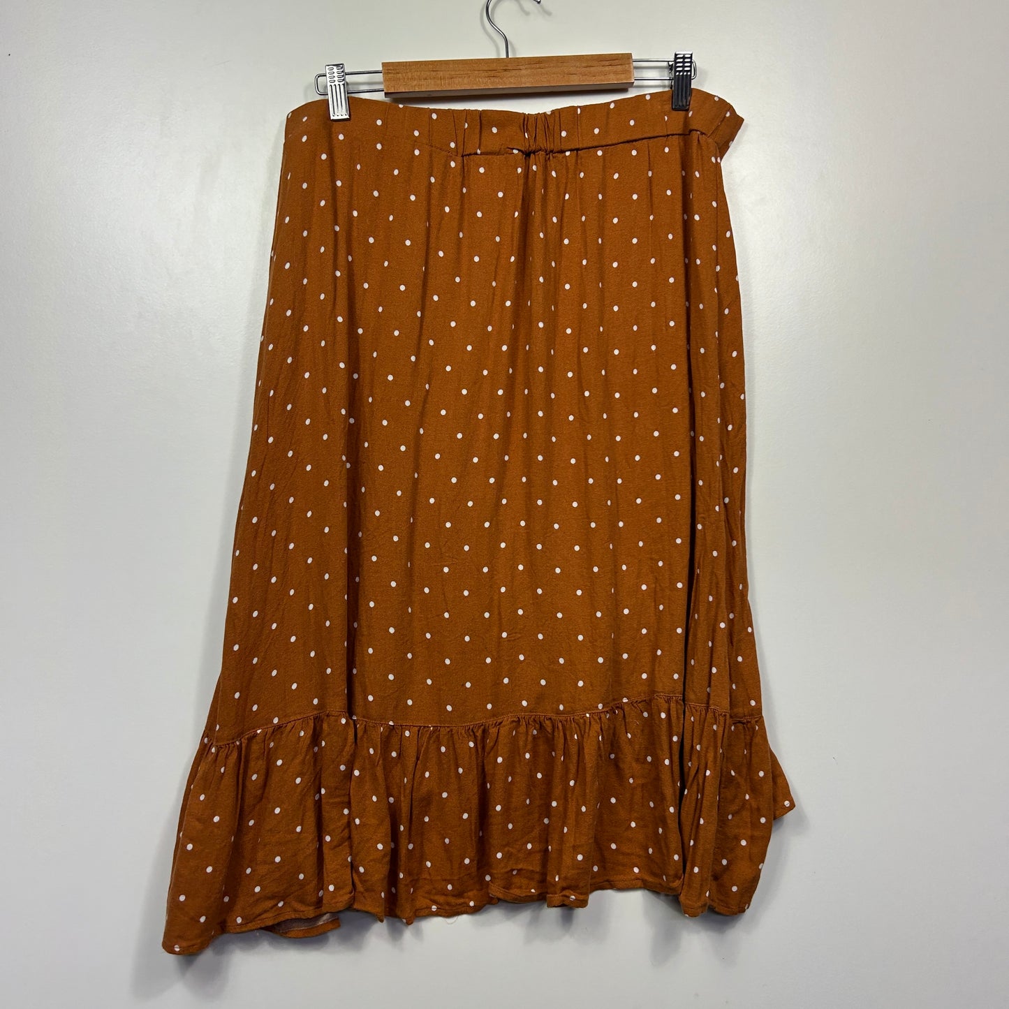 &me Rust Polka Dot Faux Wrap Skirt - Size 16