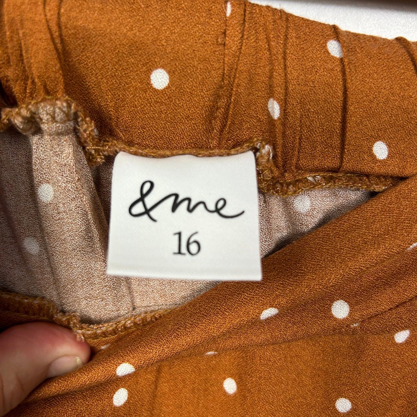 &me Rust Polka Dot Faux Wrap Skirt - Size 16