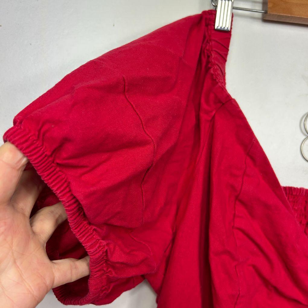 City Chic Red Linen Dress - Size 22/XL
