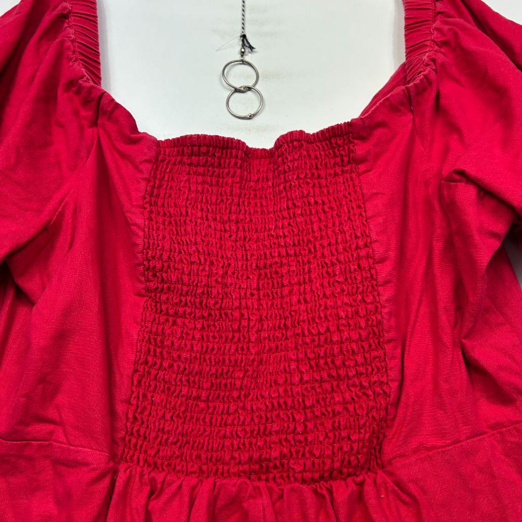 City Chic Red Linen Dress - Size 22/XL