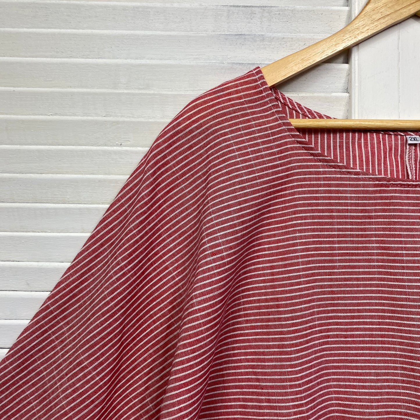 Cotton Top Size 16 18 Red Striped 3/4 Sleeve