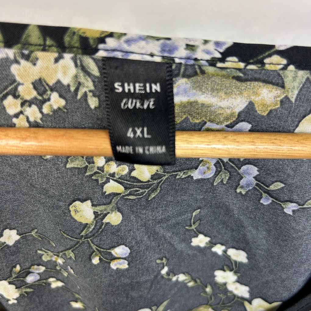 Shein Black Floral Top - Size 4XL