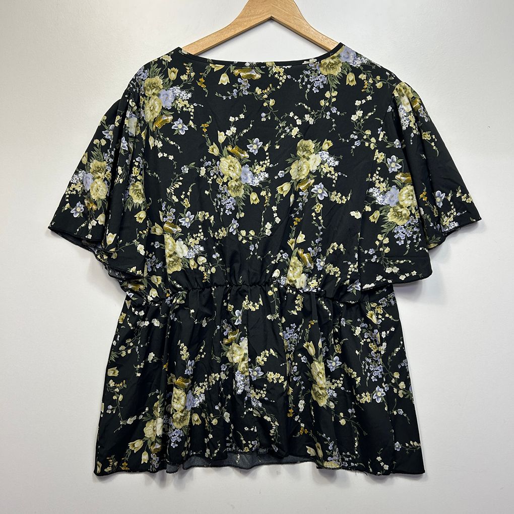 Shein Black Floral Top - Size 4XL