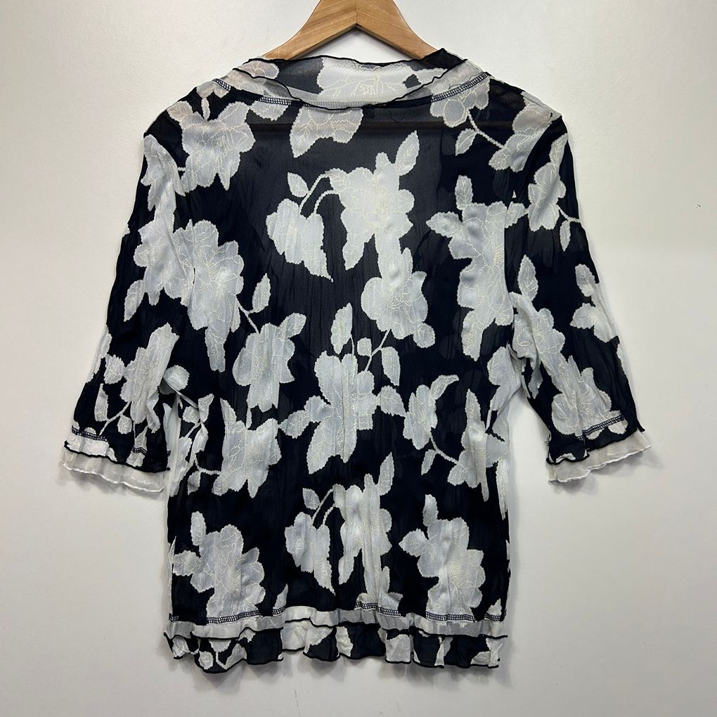 Rodney Clark Black Floral Open Front Top - Size L