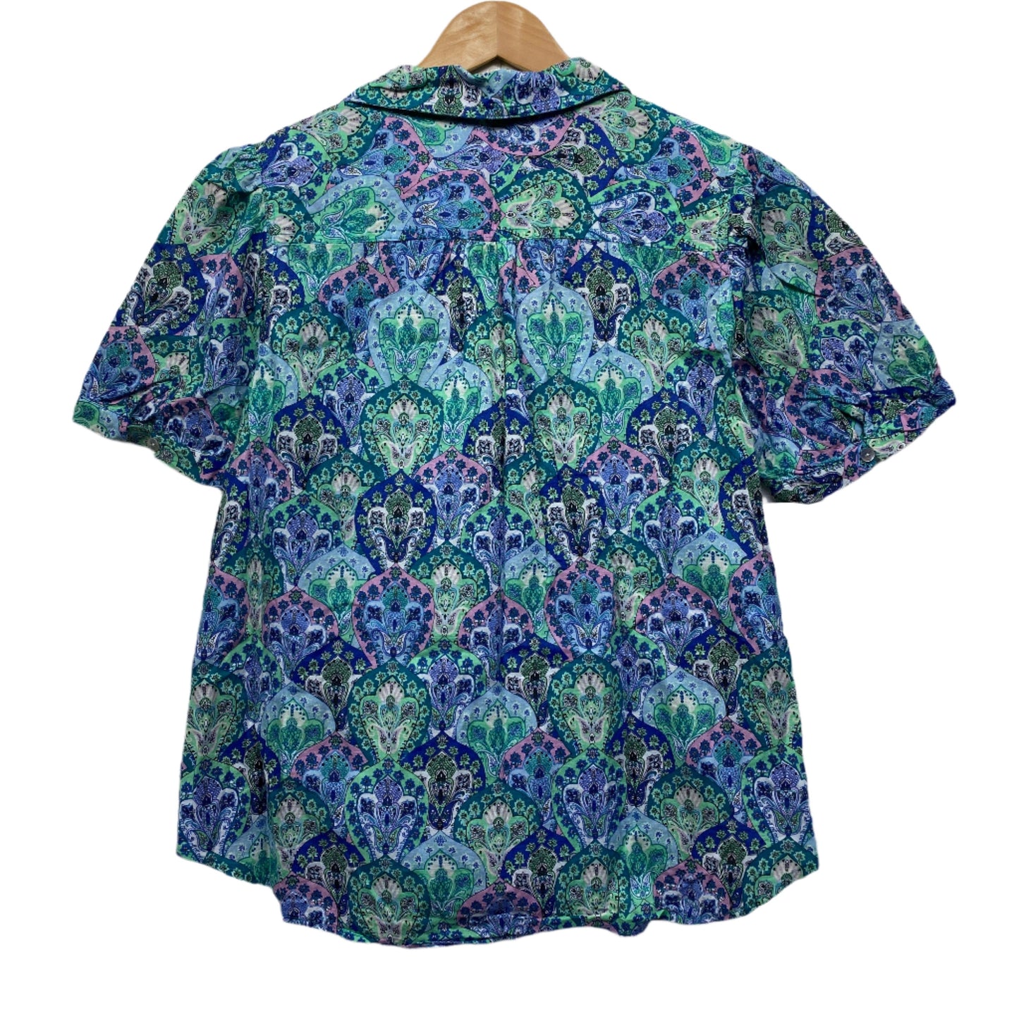 Noni B Top Size 16 Button Up Short Sleeve Multicoloured 100% Cotton