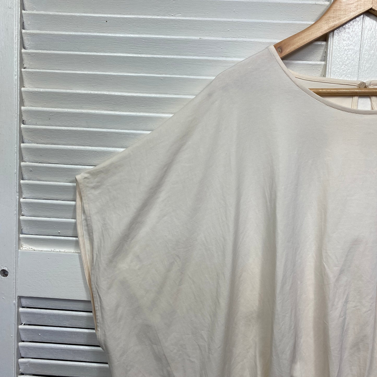 COS Top Size 14 Cream Gathered Waist Short Sleeve