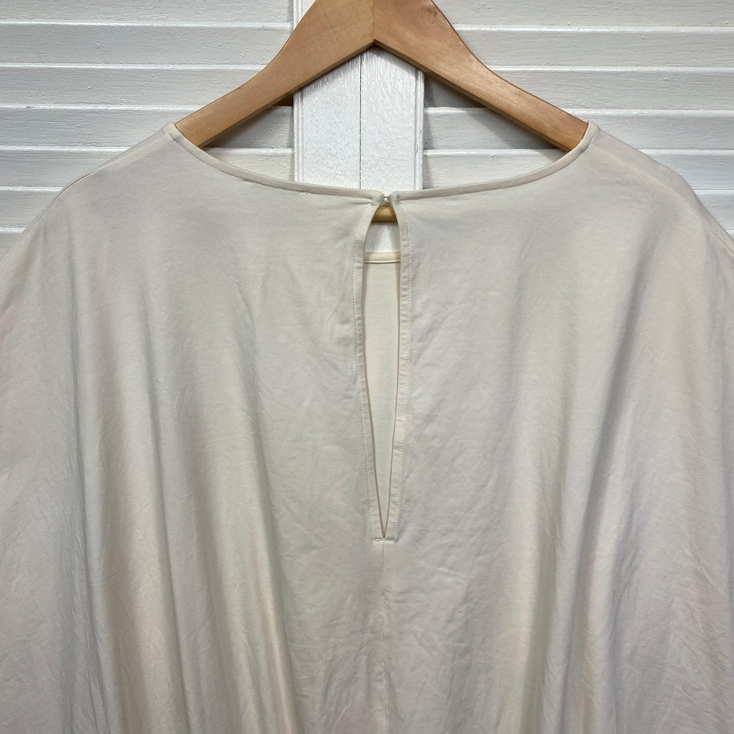 COS Top Size 14 Cream Gathered Waist Short Sleeve