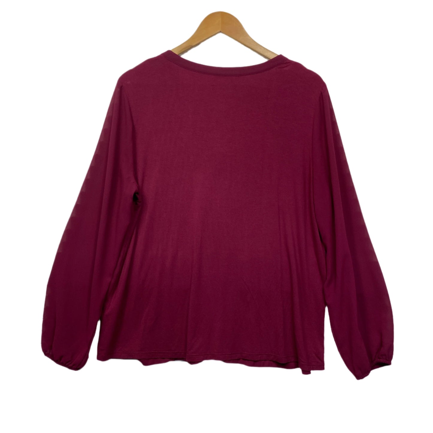 Jacqui E Top Size Large Long Sleeve Maroon