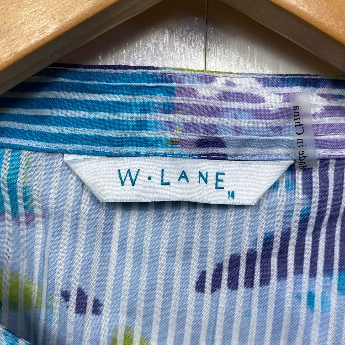 W Lane Top Size 14 Long Sleeve Button Up Multicoloured