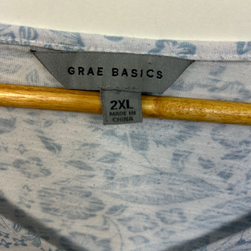 Suzanne Grae Basics Blue Cotton Top - Size 2XL