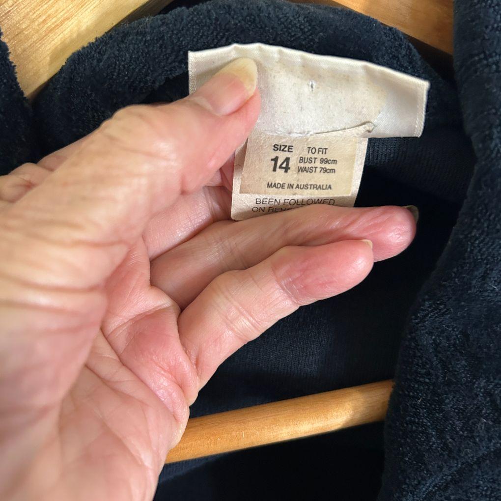 Vintage Navy Velvet Cotton Jacket - Size 14