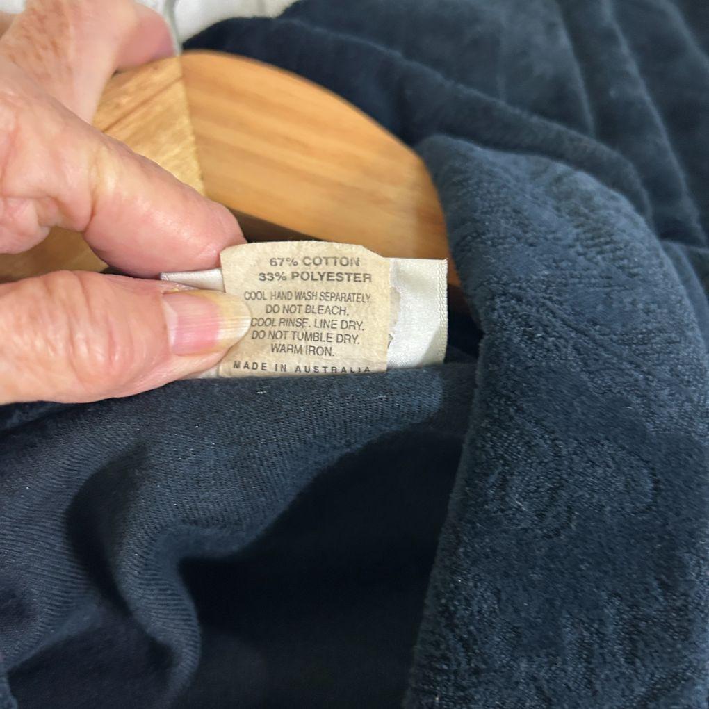 Vintage Navy Velvet Cotton Jacket - Size 14