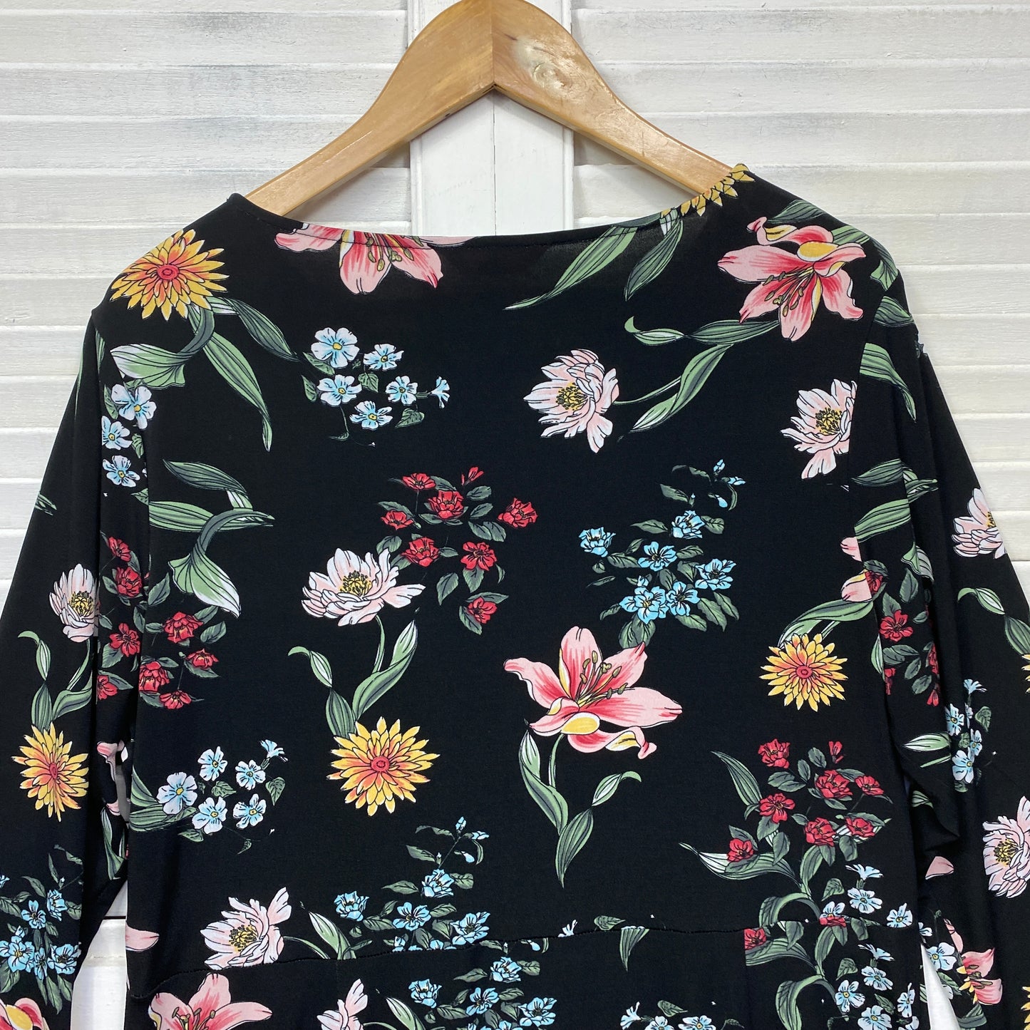 Millers Dress Size 14 Black Floral Long Sleeve