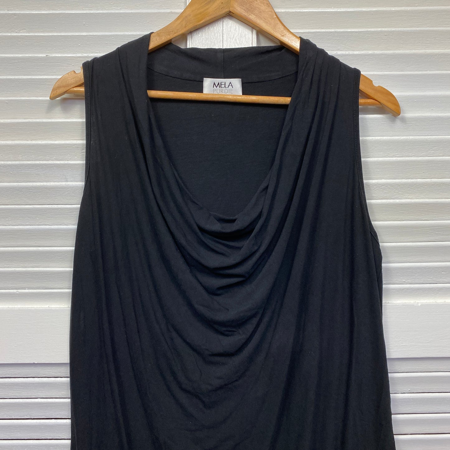 Mela Purdie Top Size 14 Black Sleeveless