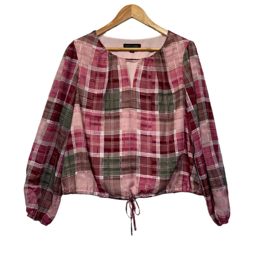 Dannii Minogue Top Size 14 Petites Check Pink Long Sleeve