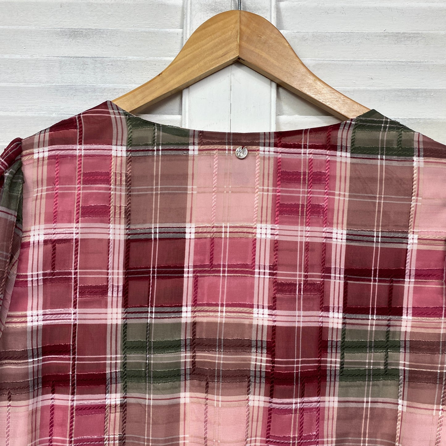 Dannii Minogue Top Size 14 Petites Check Pink Long Sleeve