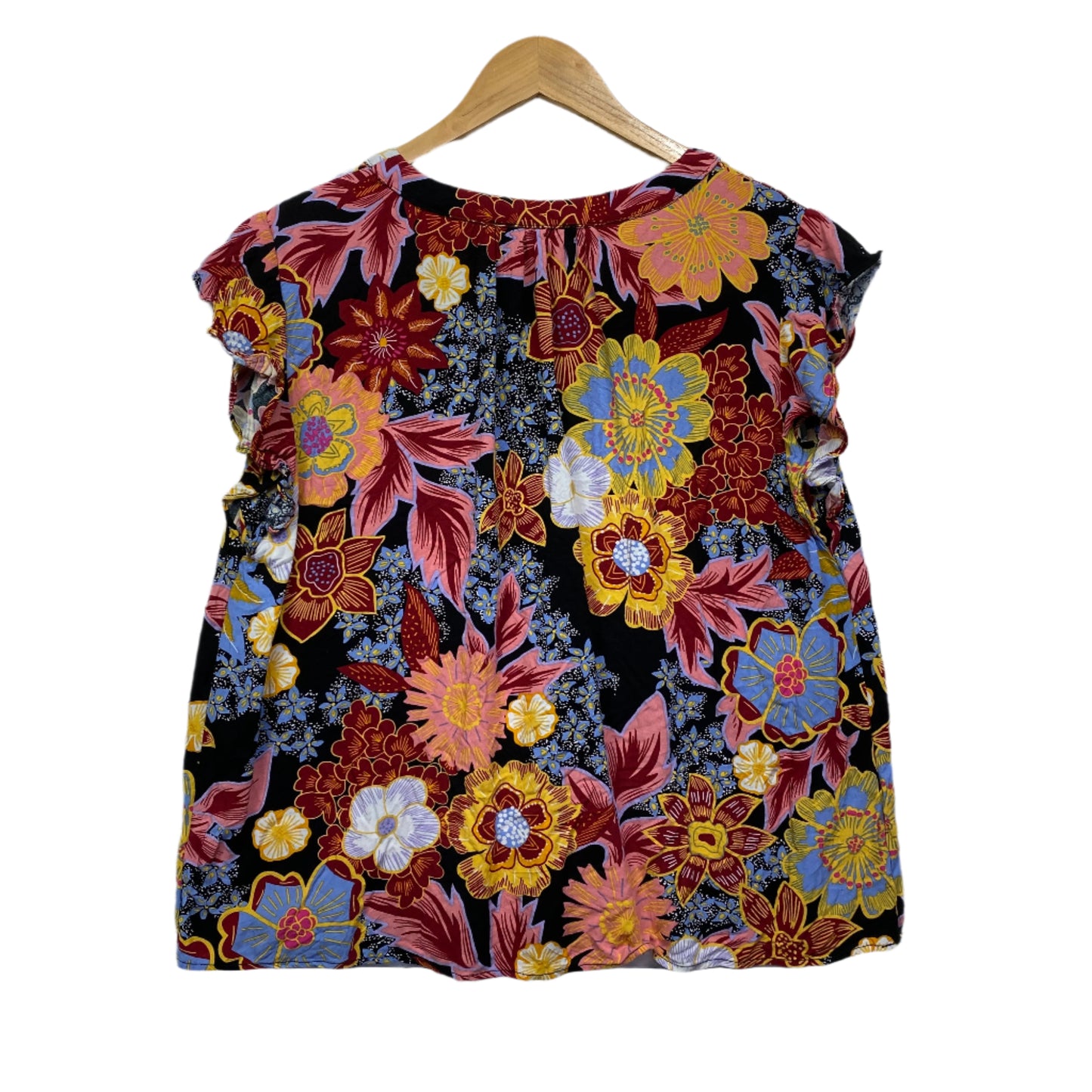 Rachel Roy Top Size XL 14 16 Floral Multicoloured Short Sleeve Rayon