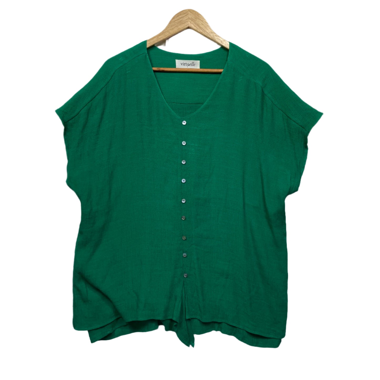 Virtuelle Top Size 16 Green Short Sleeve Viscose Blend