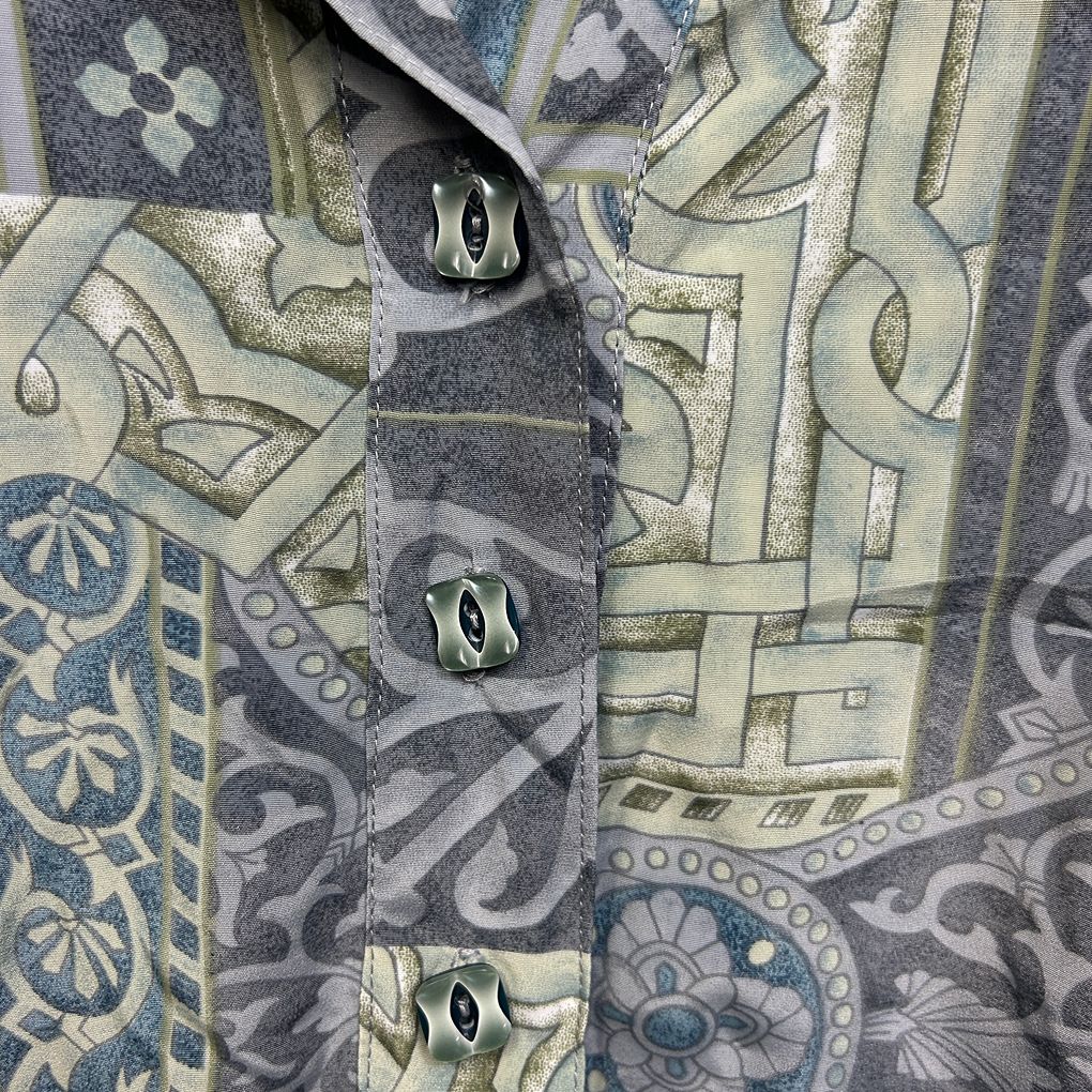 Vintage Handmade Grey Print Shirt - Size 22/24