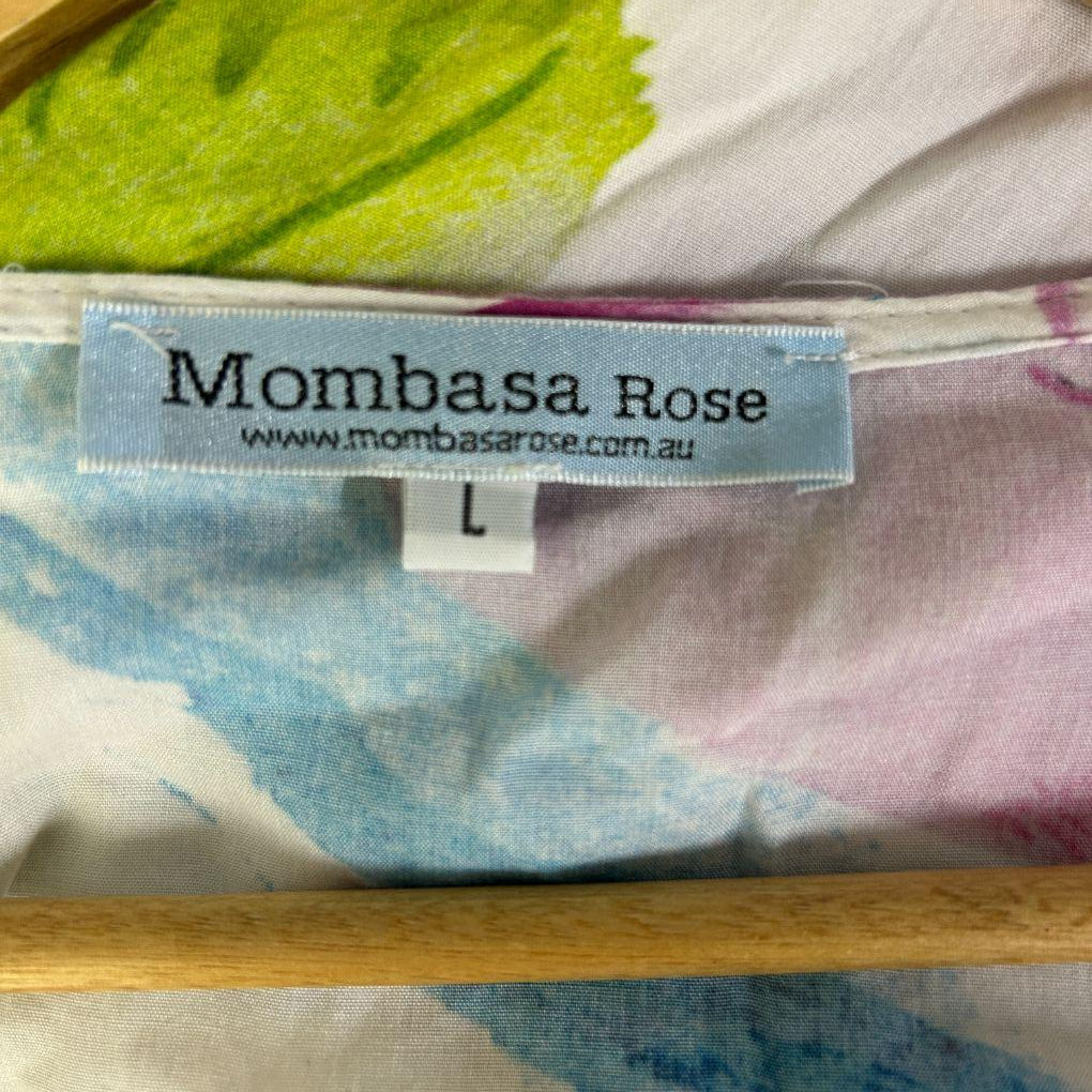Mombasa Rose Multicoloured Floral Wrap Dress - Size L