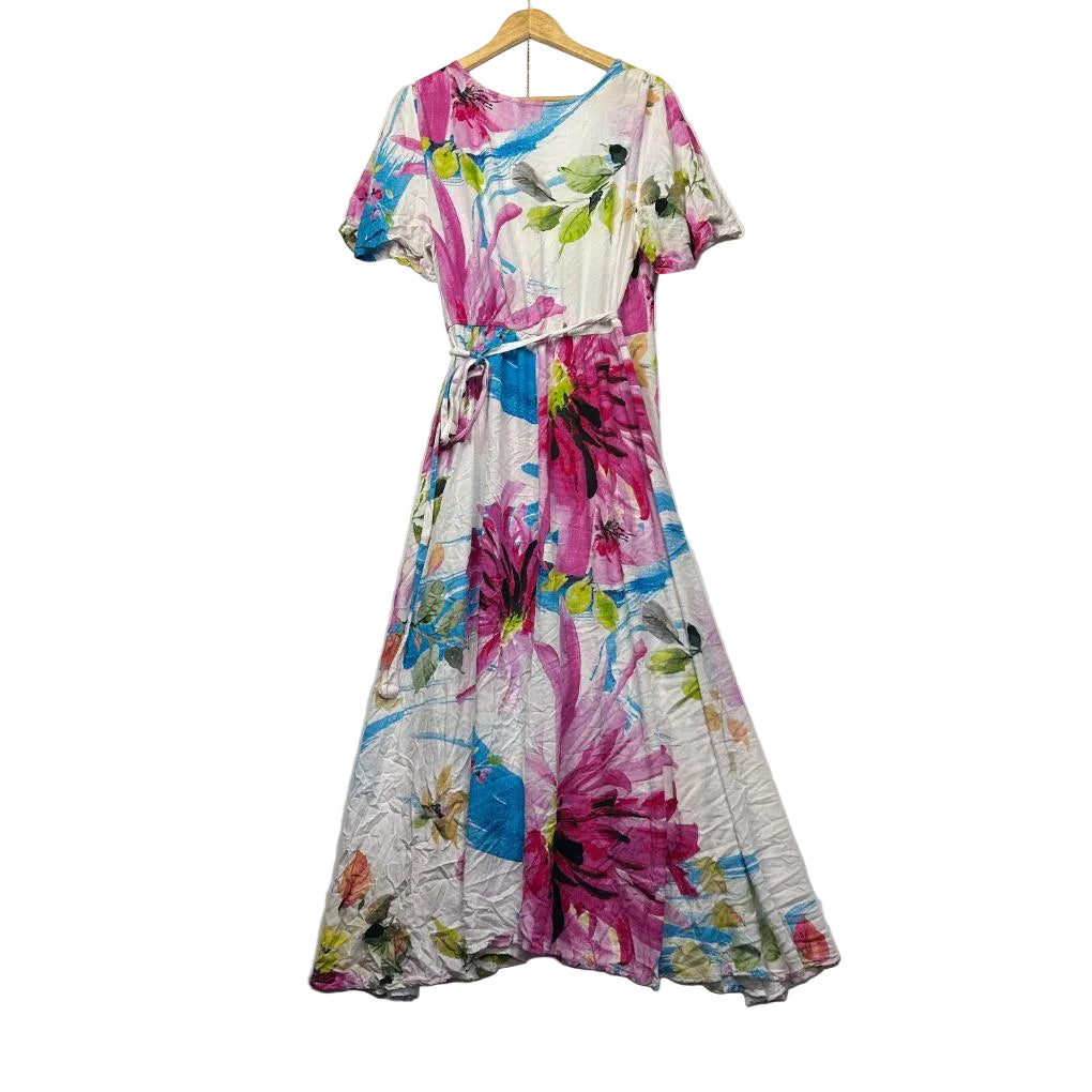 Mombasa Rose Multicoloured Floral Wrap Dress - Size L