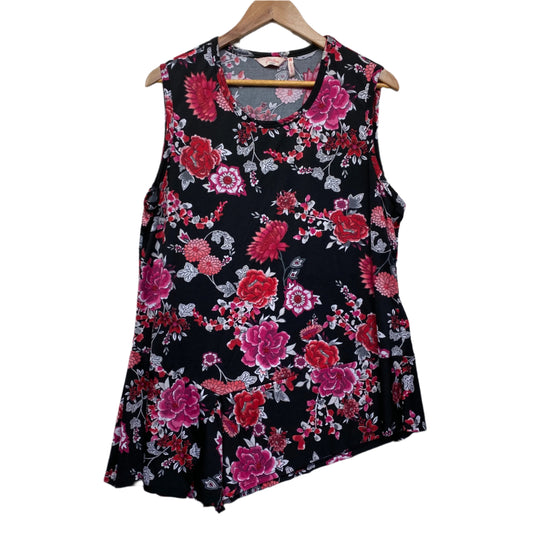 Millers Top Size 18 Sleeveless Black Pink Floral