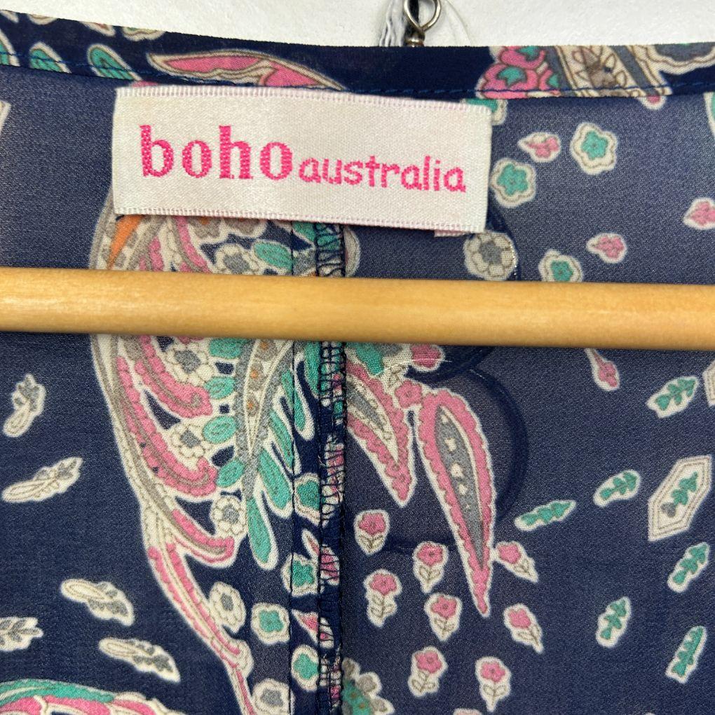 Boho Australia Navy Paisley Sheer Kaften Top - One Size