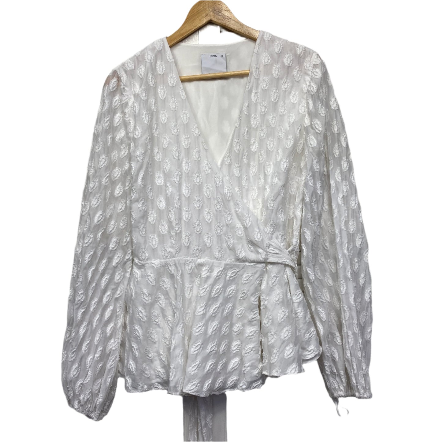 C/MEO Collective Wrap Top Size 16 XL White Sheer Long Sleeve