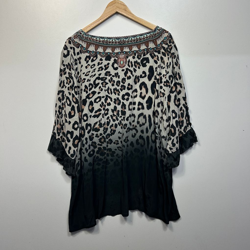 Taking Shape Leopard Print Top - Size 18