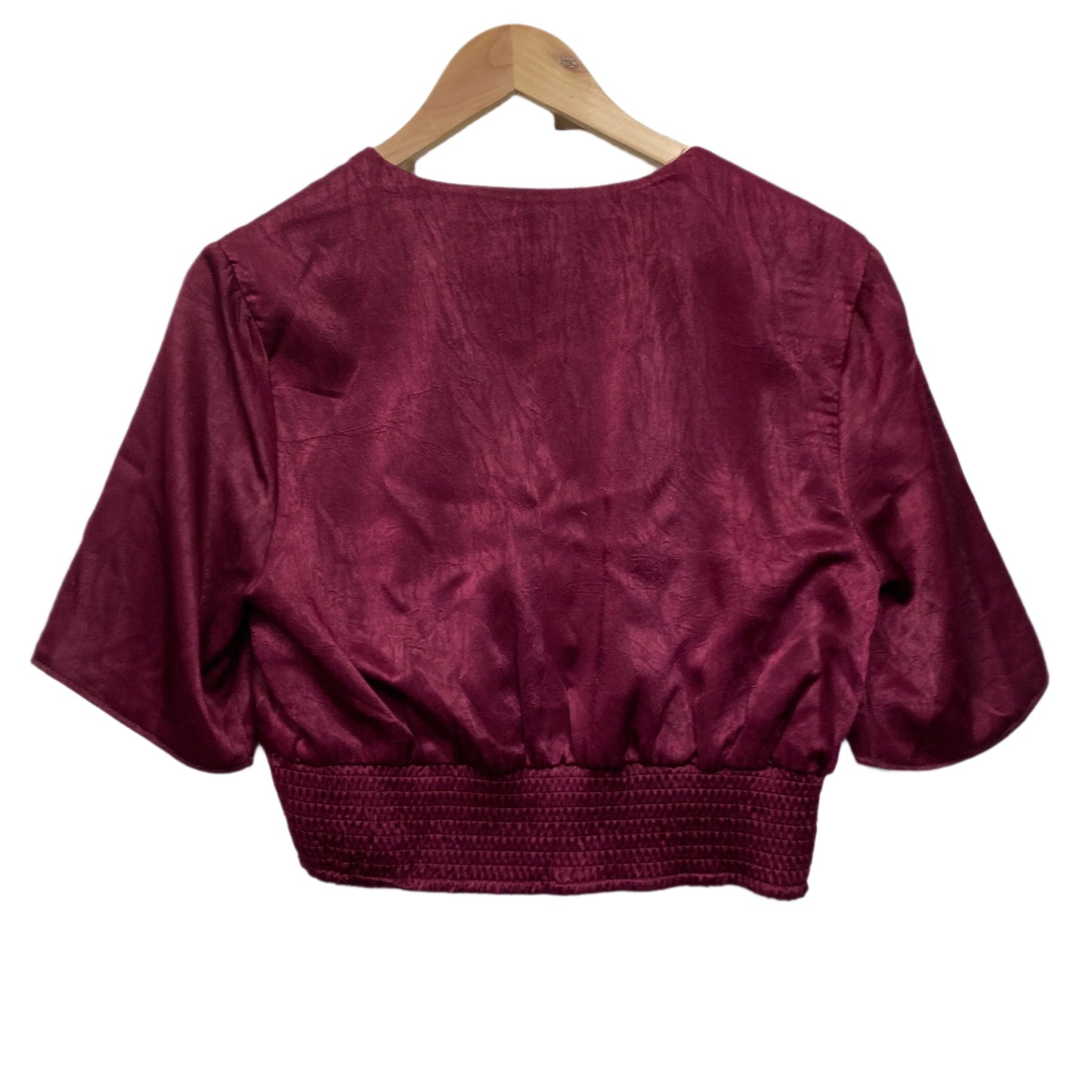 Dissh Cropped Top Size 14 Maroon Short Sleeve