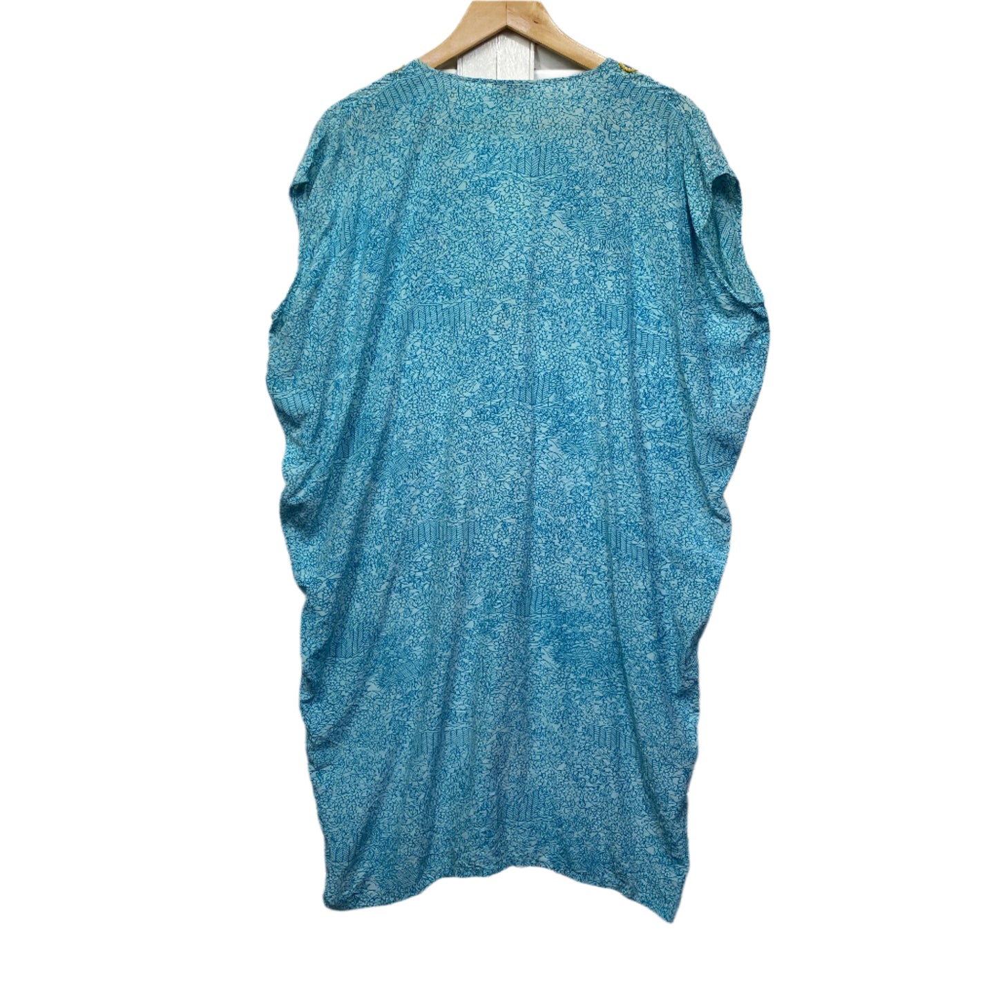 Megan Park Kaftan Dress 100% Silk Blue Embroidered Size 3 (AU 12 - 14)