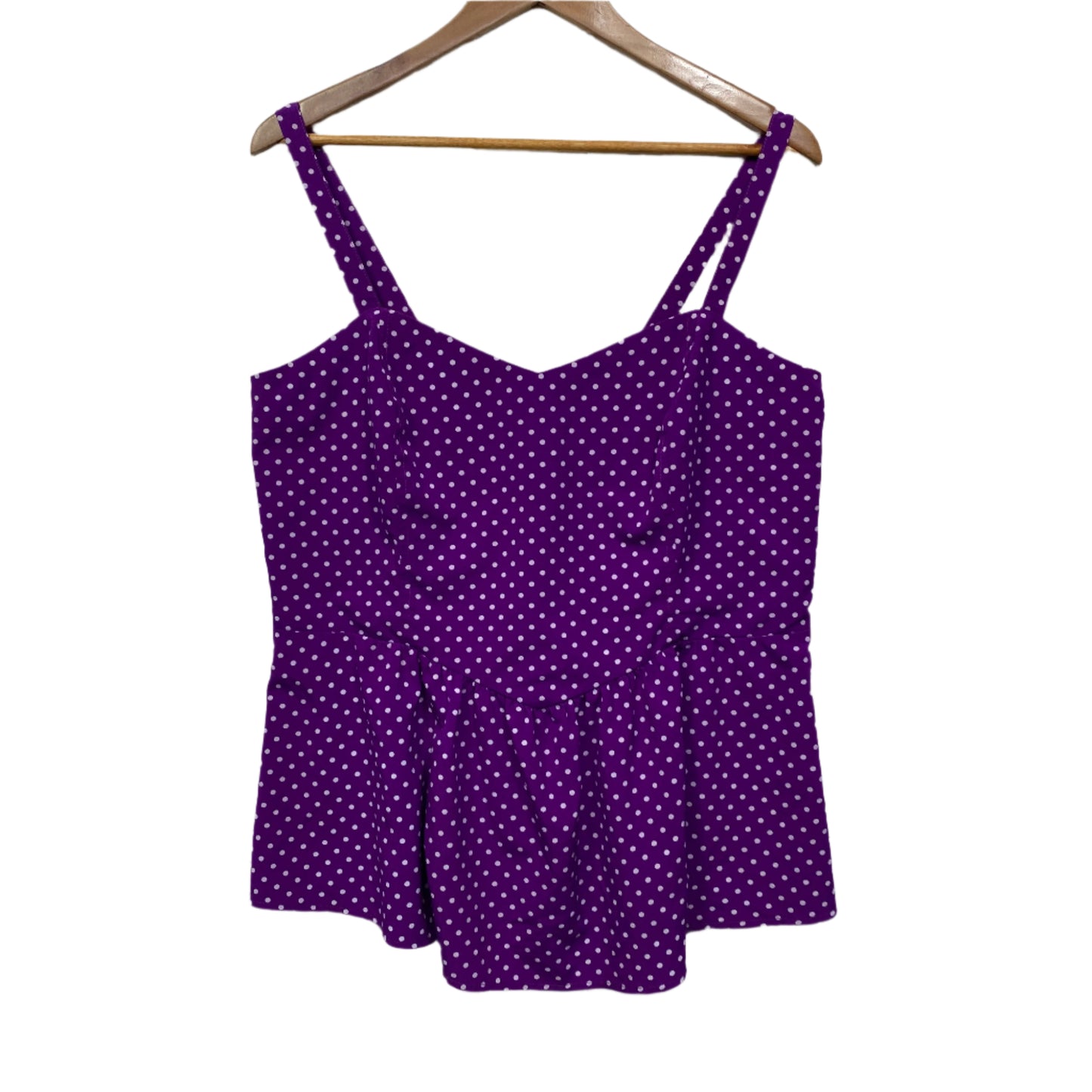 City Chic Top Size 14 XS Sleeveless Purple White Polka Dots