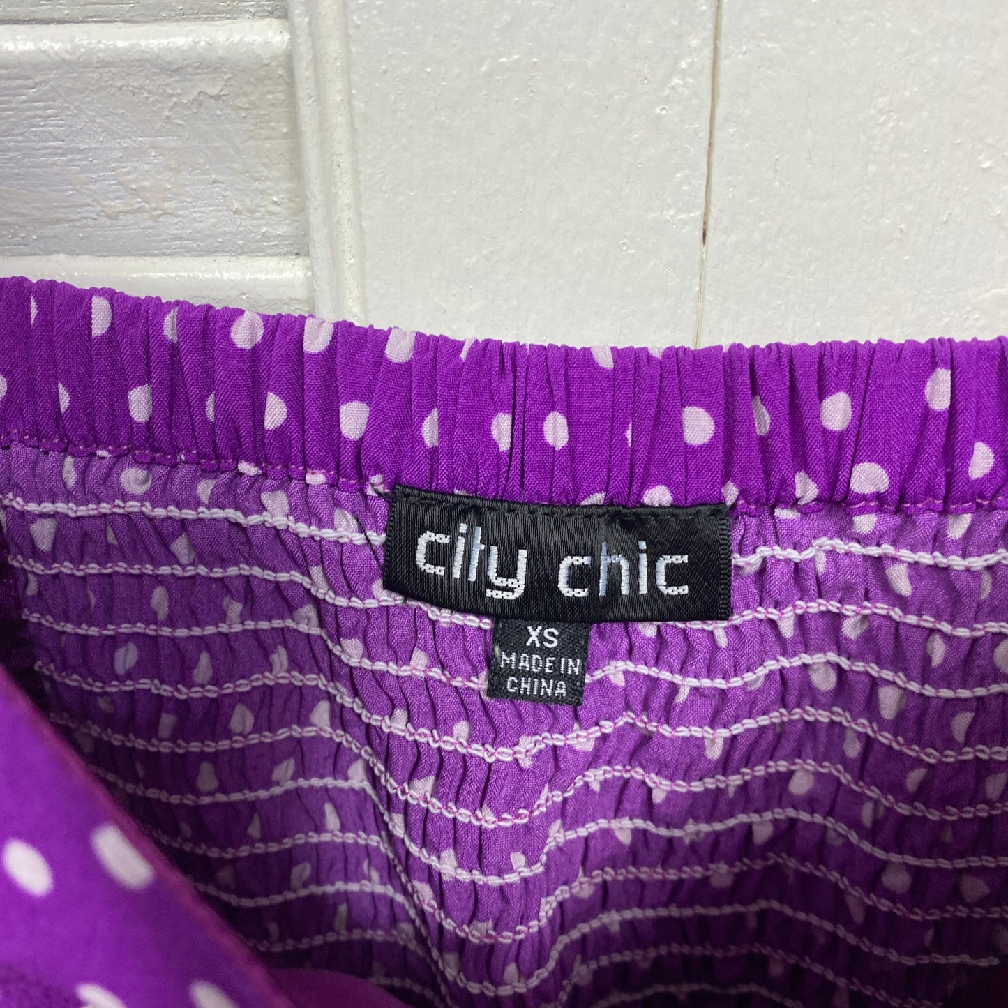 City Chic Top Size 14 XS Sleeveless Purple White Polka Dots