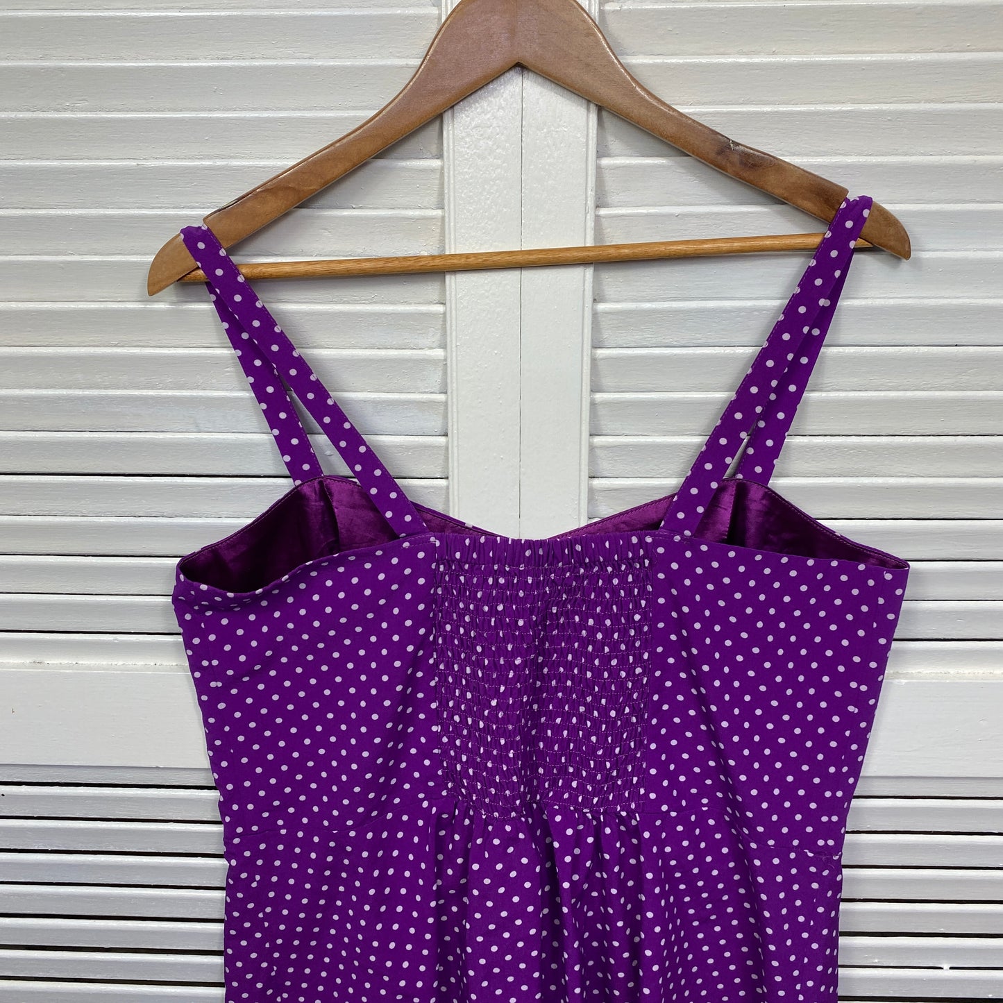 City Chic Top Size 14 XS Sleeveless Purple White Polka Dots