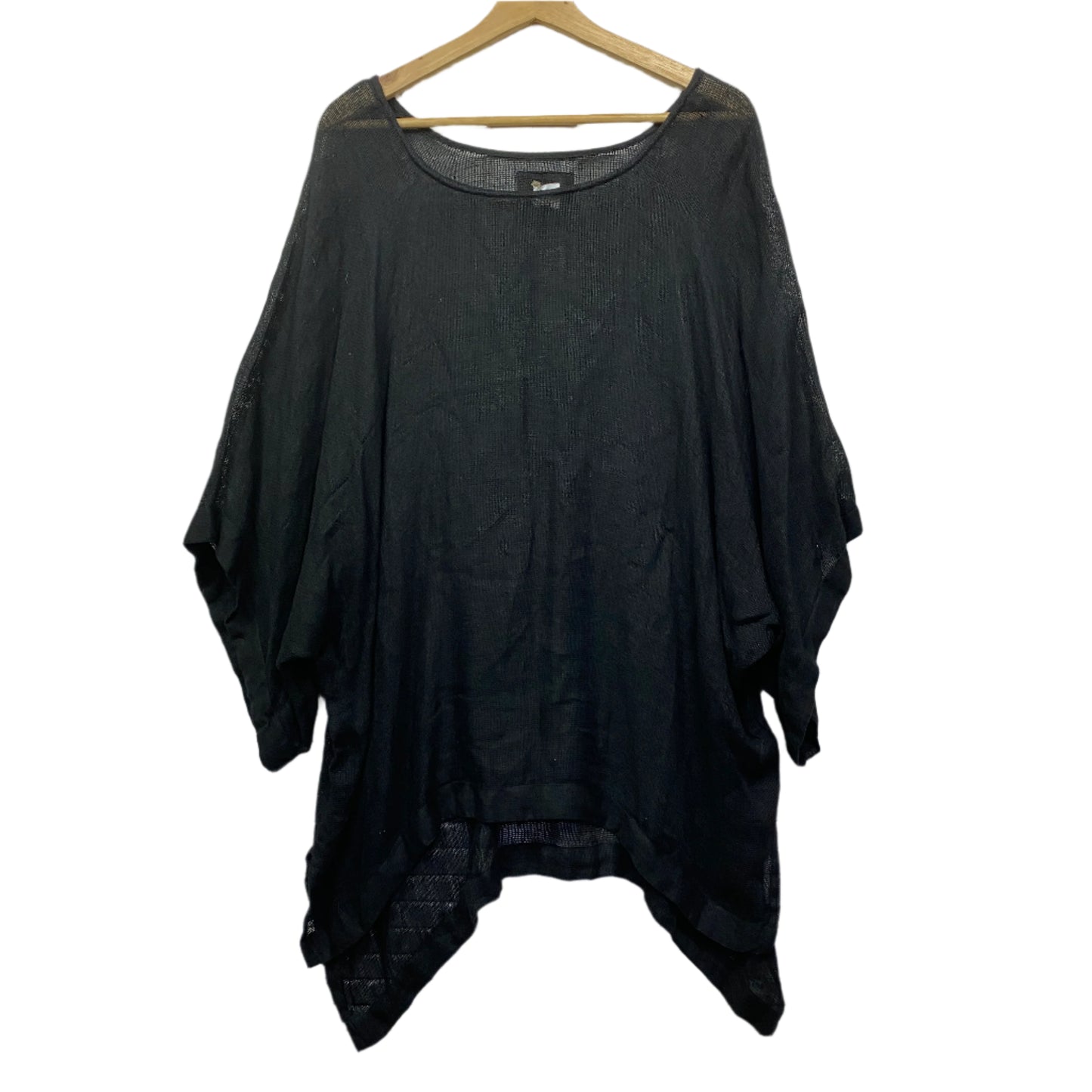 Rustic Linen Top Size One Size Black Kaftan Sheer