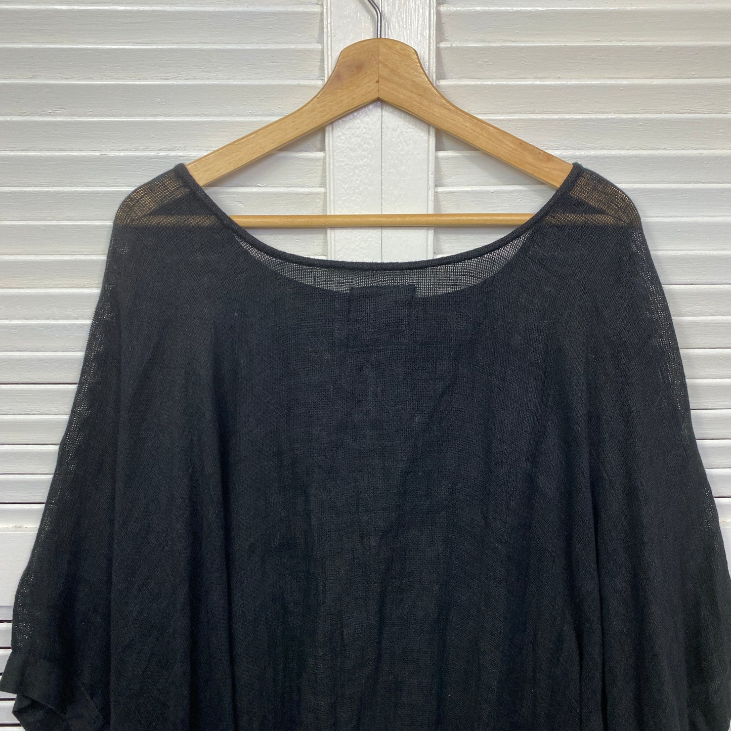 Rustic Linen Top Size One Size Black Kaftan Sheer