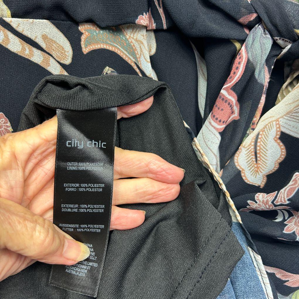 City Chic Black Floral Dress - Size 20/L