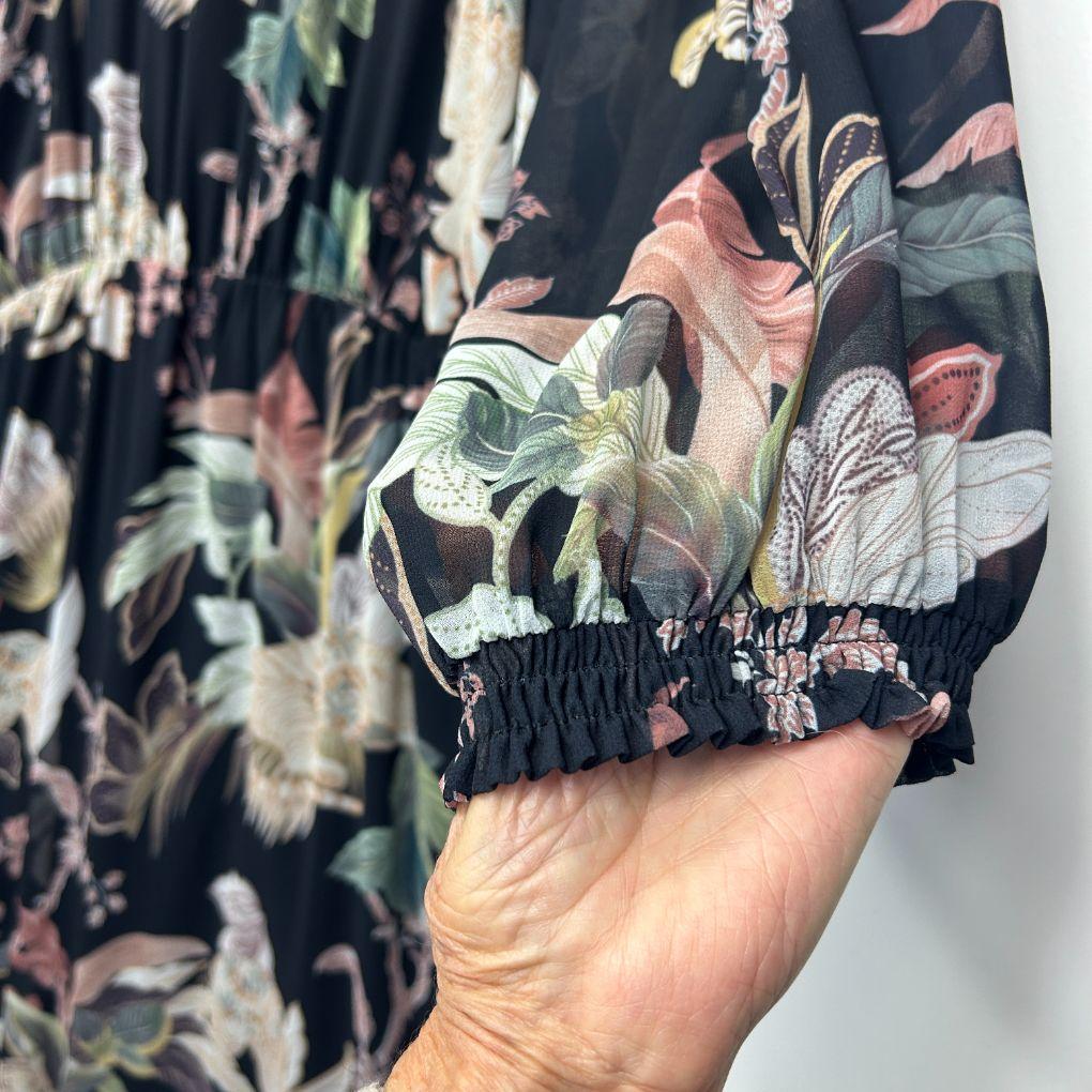 City Chic Black Floral Dress - Size 20/L