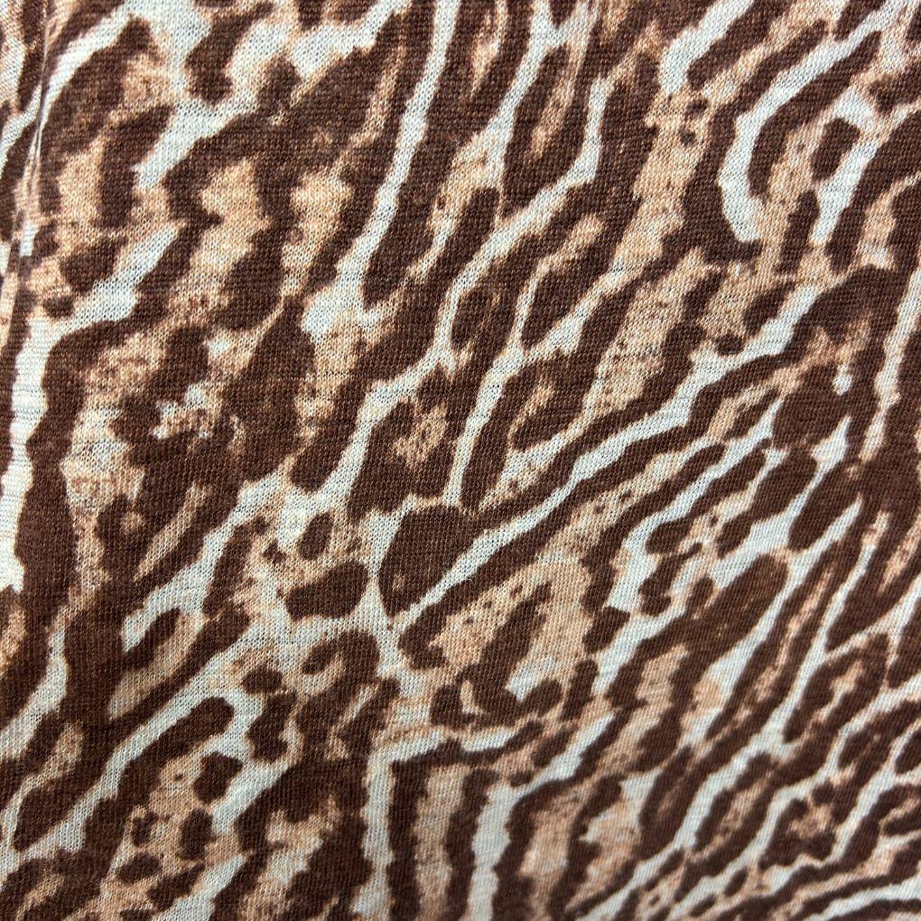 Witchery Brown Animal Print Linen Top - Size XL