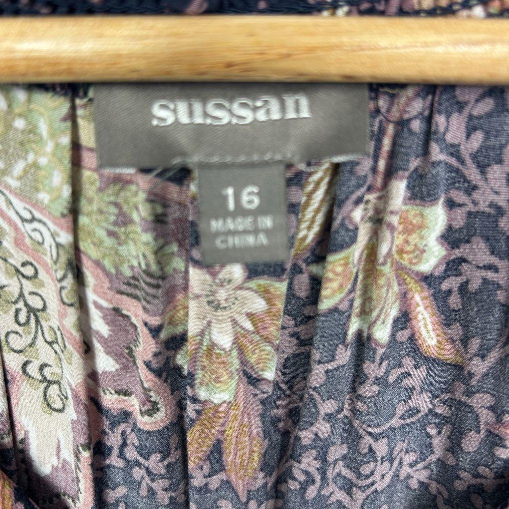 Sussan Navy Floral Dress - Size 16